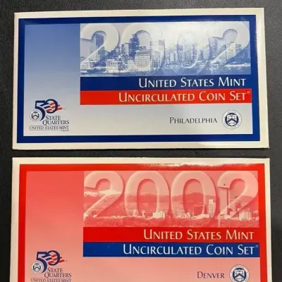 2002 United States Mint Uncirculated Coin Set – Philadelphia & Denver – Complete Original Government