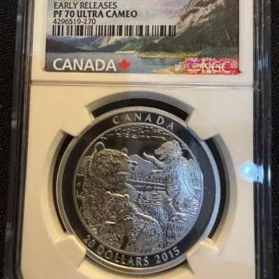 2015 Canada $20 “Grizzly Bear: Family” Silver Proof – NGC PF70 Ultra Cameo Early Releases