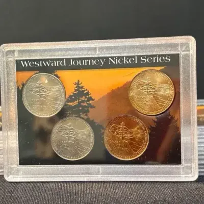 Lot of 7 Whitman Westward Journey Nickel Series Displays – 2005 Ocean in View Jefferson Nickels
