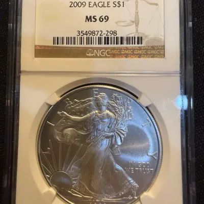 2009 American Silver Eagle NGC MS69 – 1 oz .999 Fine Silver Bullion Coin