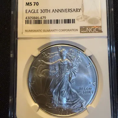 2016 American Silver Eagle 30th Anniversary NGC MS70 – 1 oz .999 Fine Silver Bullion Coin
