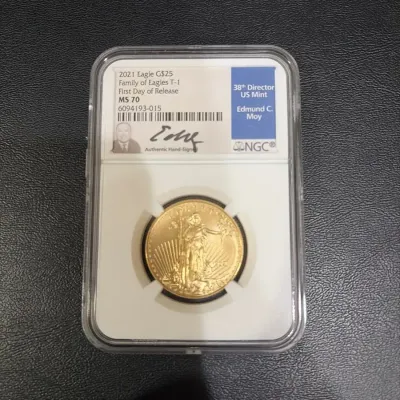 2021 American Gold Eagle $25 Type 1 – 1/2 oz Gold – NGC MS70 First Day of Release – Edmund C. Moy Si