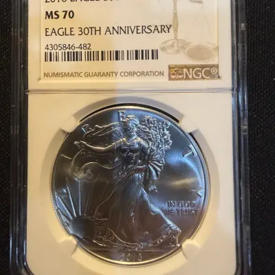 2016 American Silver Eagle 30th Anniversary NGC MS70 – 1 oz .999 Fine Silver Bullion Coin