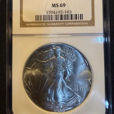 1986 American Silver Eagle NGC MS69 First Year of Issue Certified 1 oz .999 Fine Silver $1 Bullion C