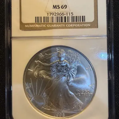 1998 American Silver Eagle NGC MS69 – 1 oz .999 Fine Silver Bullion Coin