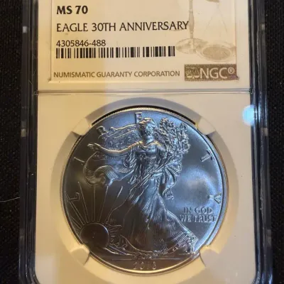 2016 American Silver Eagle 30th Anniversary NGC MS70 – 1 oz .999 Fine Silver Bullion Coin