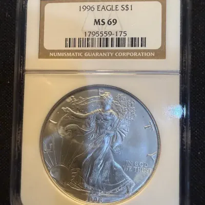 1996 American Silver Eagle NGC MS69 Key Date 1 oz .999 Fine Silver $1 Certified