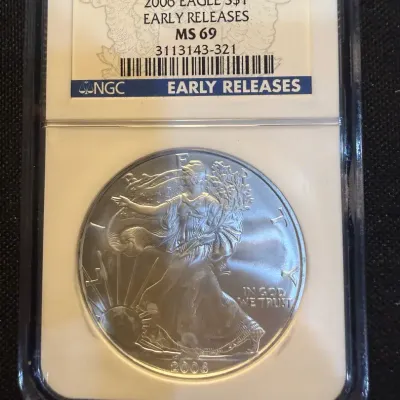 2006 American Silver Eagle Early Releases NGC MS69 – 1 oz .999 Fine Silver Bullion Coin