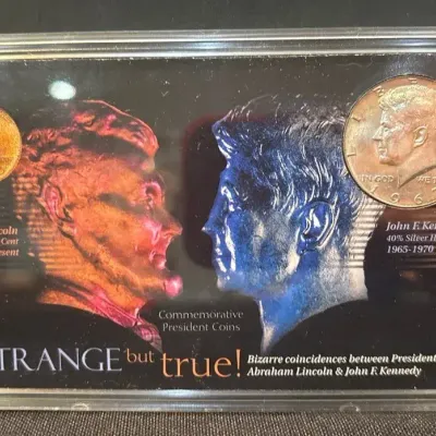 Strange But True Lincoln & Kennedy Commemorative Coin Set with 40% Silver Kennedy Half Dollar