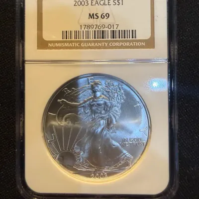 2003 American Silver Eagle NGC MS69 1 oz .999 Fine Silver $1 Certified