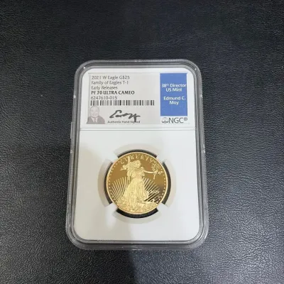 2021 American Gold Eagle $25 Type 1 – NGC MS70 First Day of Release – Edmund C. Moy Signed Label