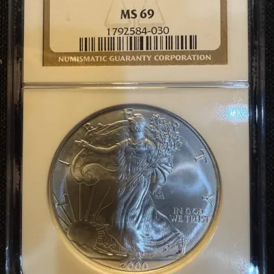2000 American Silver Eagle NGC MS69 1 oz .999 Fine Silver $1 Certified