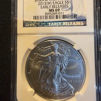 2013(W) American Silver Eagle Struck at West Point NGC MS69 Early Releases 1 oz .999 Silver
