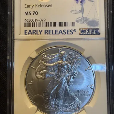 2018 American Silver Eagle NGC MS70 Early Releases – Perfect Mint State – 1 oz .999 Fine Silver