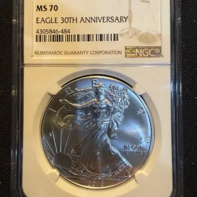 2016 American Silver Eagle 30th Anniversary NGC MS70 – 1 oz .999 Fine Silver Bullion Coin