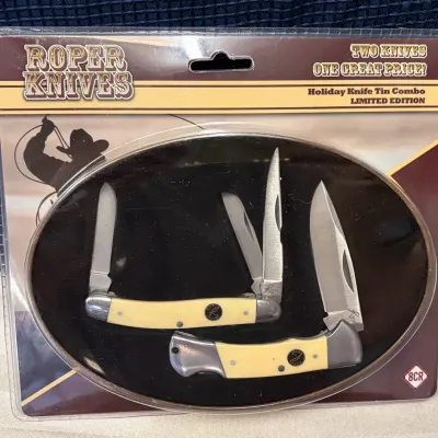 2021 Roper Knives Limited Edition Holiday Knife Tin Combo – New Sealed 2-Piece Gift Set