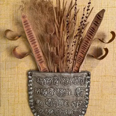Rustic ceramic wall pocket 