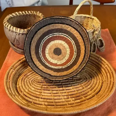 Decorative Coiled Basket & Other Pieces