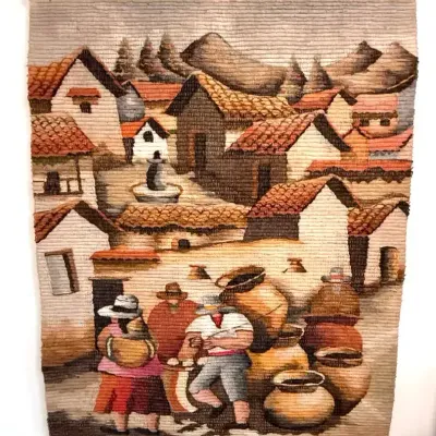 Folk art wool textile made by Mayart