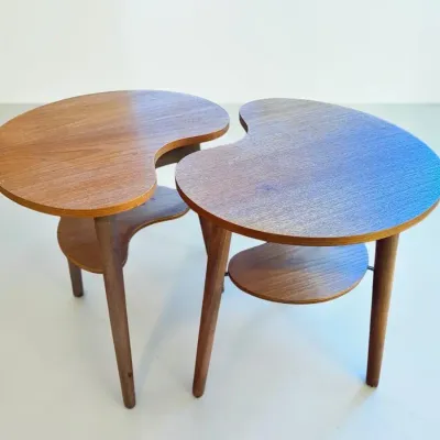 Gorm Møbler Denmark Teak Kidney Tables With Ash Trays