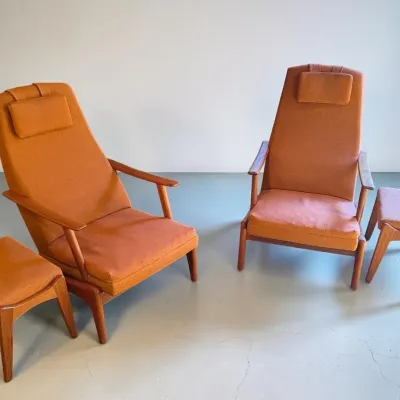 Pair of Folke Ohlsson Armchair with footstool Lounge Chairs