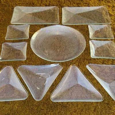 Lausitzer Glas Kristall Op Art Glass Tableware