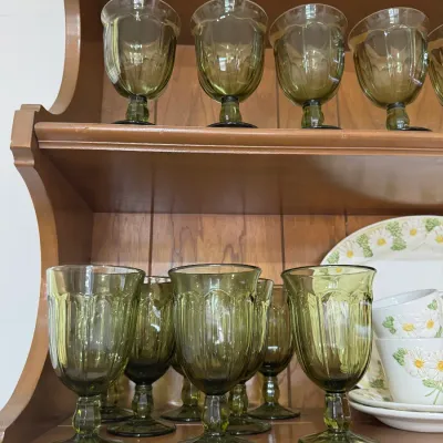 Sale Photo Thumbnail #80: provincial moss green stemware by nortake