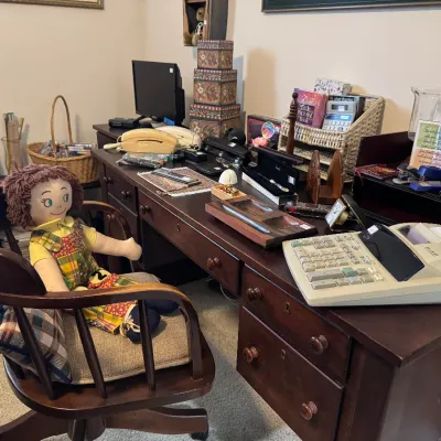 Sale Photo Thumbnail #55: office desk captains chair file cabinets supplies and equipment