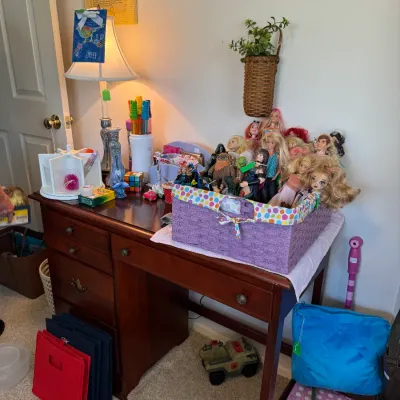 Sale Photo Thumbnail #49: childs desk and lots of barbies