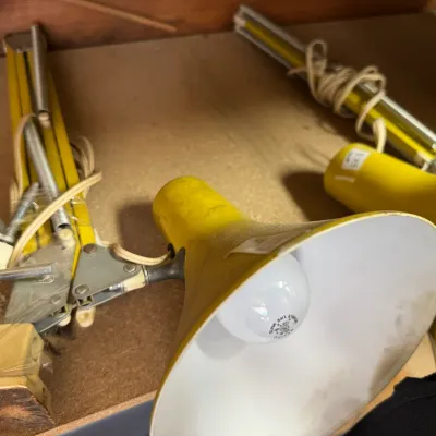 Sale Photo Thumbnail #99: vintage yellow drafting lamps