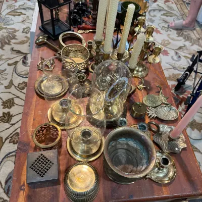 Sale Photo Thumbnail #28: lots of brass items