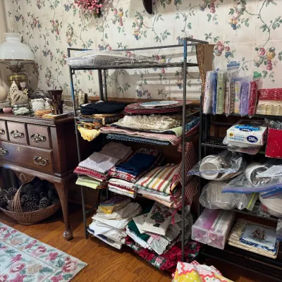Sale Photo Thumbnail #72: cherrywood occasional table queen anne style and kitchen linens