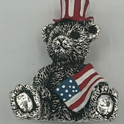 Sheridan Silver-Tone Patriotic Teddy Bear Figurines (Set of 3)