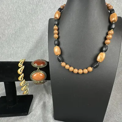 Earthy Toned Costume Jewelry with C. Haug Enameled Bracelet