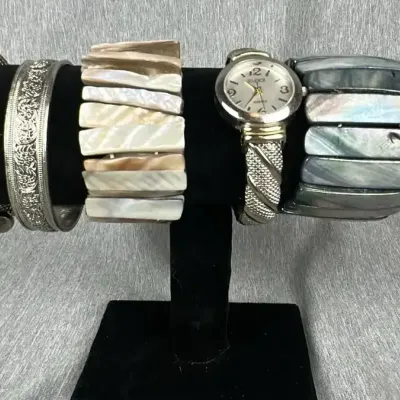 Studio Quartz Watch with Mother of Pearl and Silver-Tone Bracelets