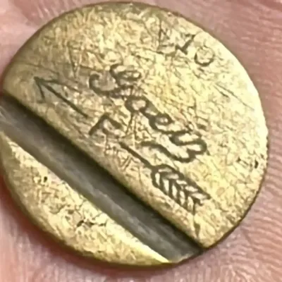 Engraved Brass 'fee's 1903' Slotted Token or Marker