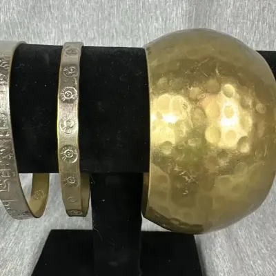 Hammered & Stamped Mixed-Metal Cuff and Bangle Bracelets