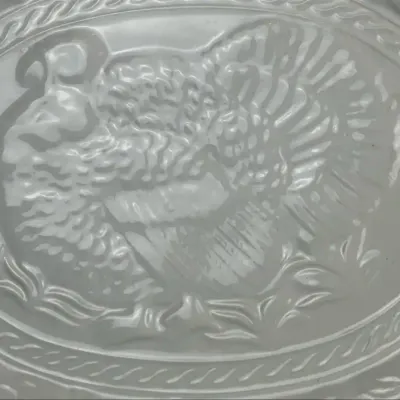 Embossed Turkey and Fruit Ceramic Serving Platter
