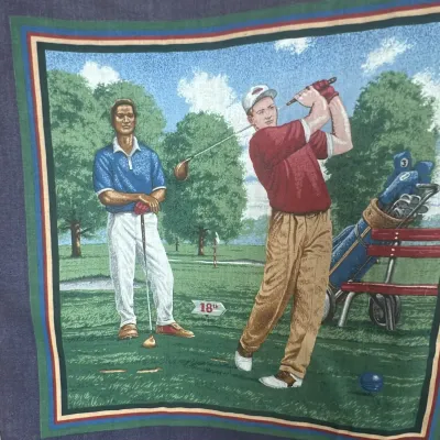 Golf Scene Fabric Wall Hanging with Decorative Rod