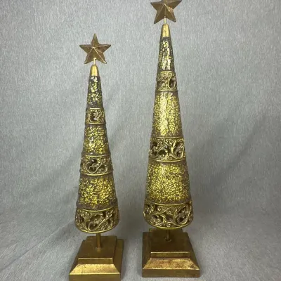 Gilded Mosaic & Filigree Decorative Christmas Trees