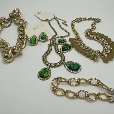 Gold-Tone Costume Jewelry Collection with Bracelets and Necklace