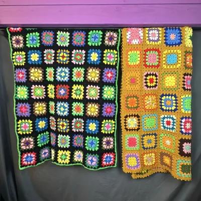 Vibrant Hand Crocheted Granny Square Blankets