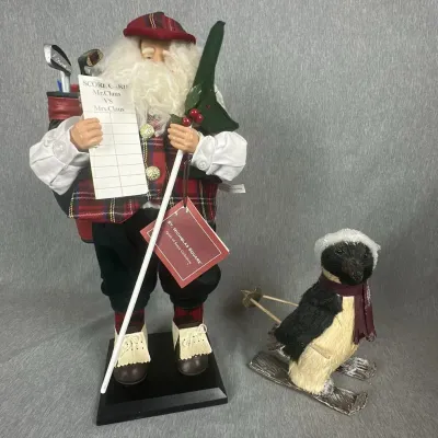 St. Nicholas Square 'Fairway Santa' Golfing Figure and Skiing Penguin Decor