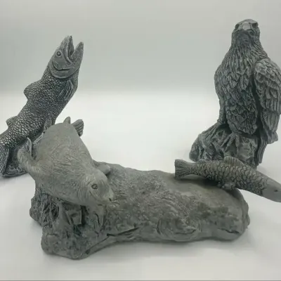 Mt. St. Helens Volcanic Ash Eagle, Fish, and Seal  Sculptures