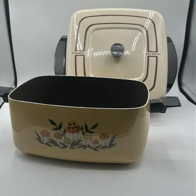 PRESTO SELF-BASTING and Sears 1976 Mushroom Motif Electric Skillets