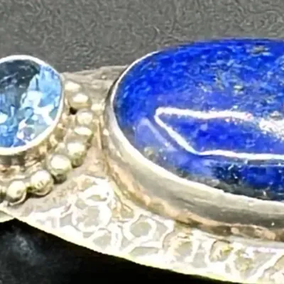 AF Sterling Silver Lapis Lazuli Pendant with Blue Gemstone Accent