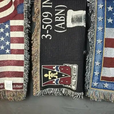Simply Home Woven Cotton Throws, U.S. Army Airborne & Patriotic Designs (3)