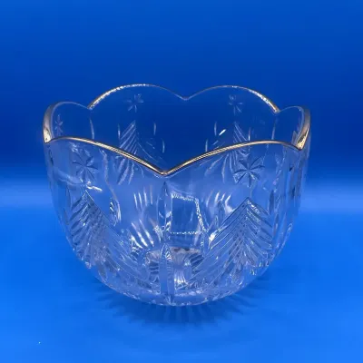 Mikasa Gold-Trimmed Christmas Tree Crystal Bowl