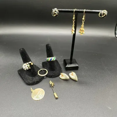 Ann Taylor Ring, Elco Sorority Charm, and Assorted Costume Jewelry