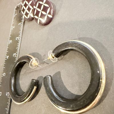 Vintage black earring stud and hoop set